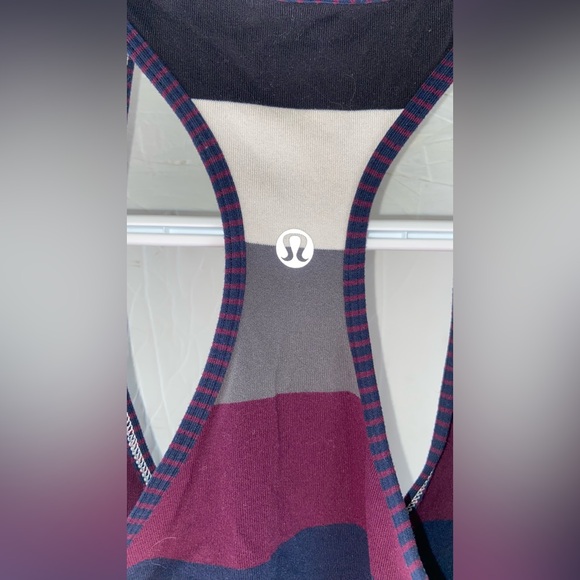 Lululemon Cool Racerback Tank POW Stripe Angel Wing 6 Striped Purple/Navy - Picture 2 of 4